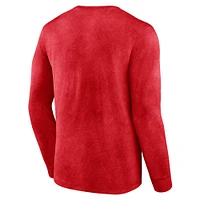 T-shirt à manches longues Fanatics Heather Red Houston Rockets Front Court Press Snow Wash pour hommes