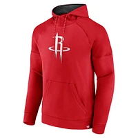 Men's Fanatics  Red Houston Rockets Iconic Defender Raglan Fleece Pullover Hoodie