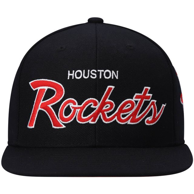 Casquette pour homme Houston Rockets Hardwood Classics Script 2.0 Snapback noire Mitchell & Ness pour homme