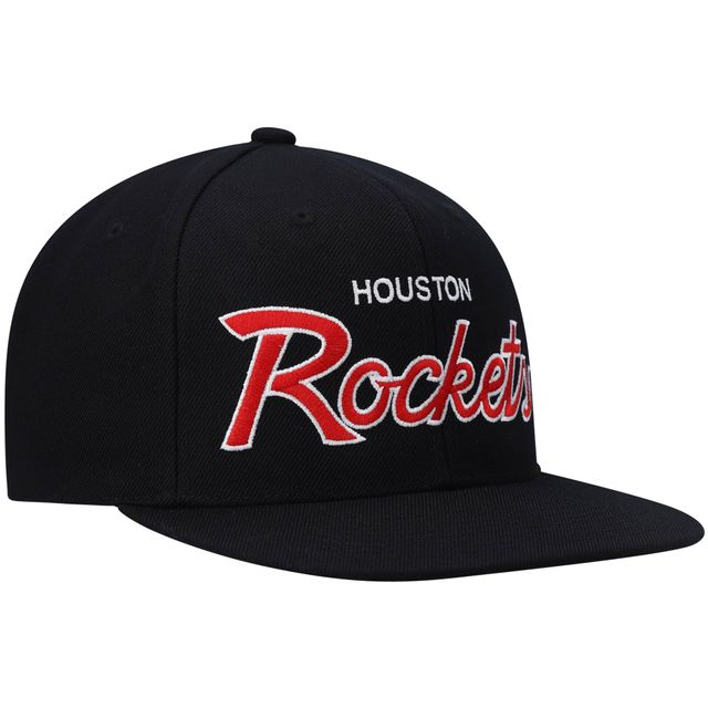 Casquette pour homme Houston Rockets Hardwood Classics Script 2.0 Snapback noire Mitchell & Ness pour homme