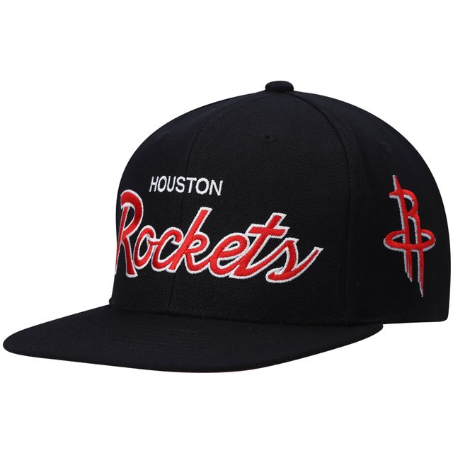 Casquette pour homme Houston Rockets Hardwood Classics Script 2.0 Snapback noire Mitchell & Ness pour homme