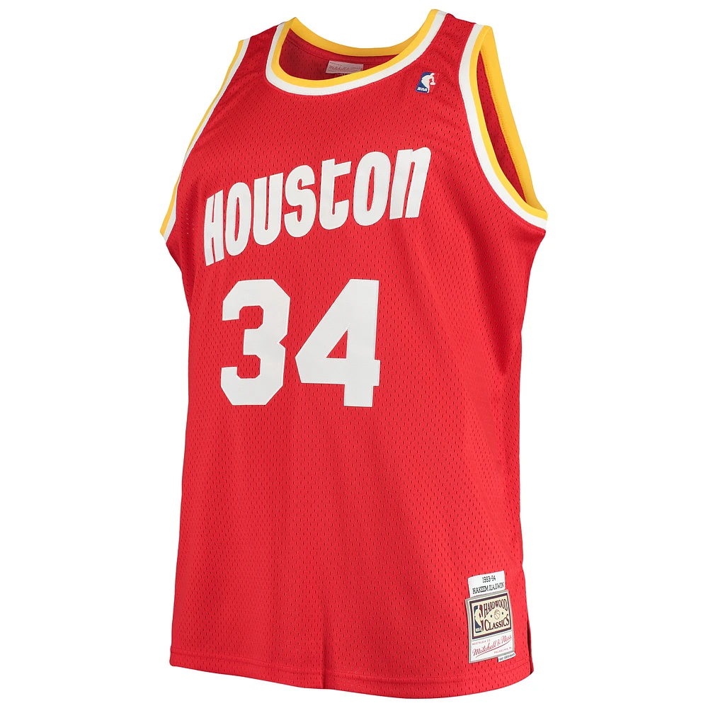 Men's Mitchell & Ness Hakeem Olajuwon Red Houston Rockets 1993/94 Big Tall Hardwood Classics Swingman Jersey