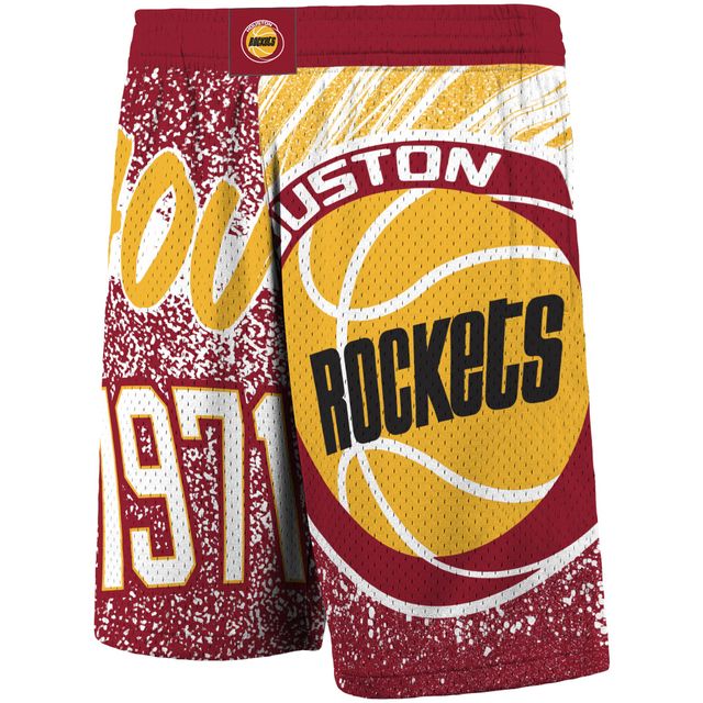 Short sublimé rouge Houston Rockets Hardwood Classics Jumbotron de Mitchell & Ness pour hommes