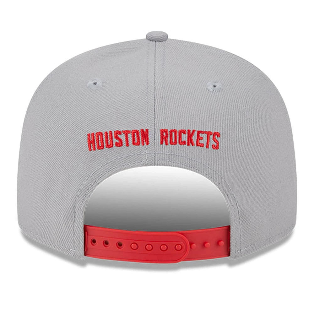 Men's New Era Gray Houston Rockets Chenille Band 9FIFTY Snapback Hat