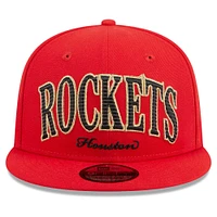 Men's New Era Red Houston Rockets Golden Tall Text 9FIFTY Snapback Hat