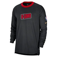 Men's Nike Black/Red Houston Rockets 2024/25 City Edition Authentic Pregame Performance Long Sleeve Shooting T-Shirt