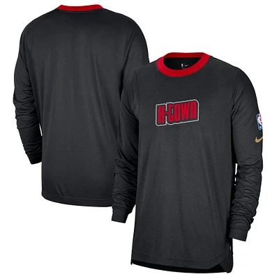 T-shirt de tir à manches longues Nike Houston Rockets 2024/25 City Edition Authentic Pregame Performance pour homme Noir/Rouge