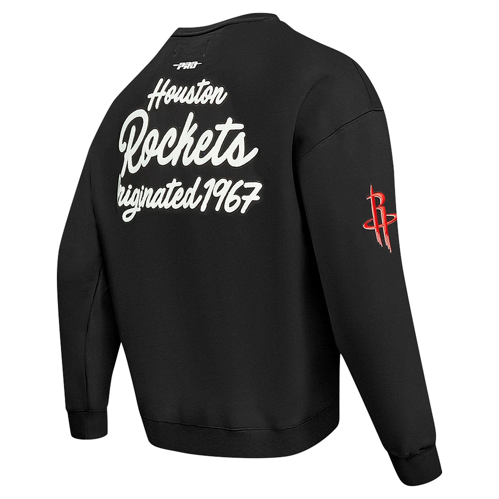 Men's Pro Standard Black Houston Rockets Paint the City Drop Shoulder Sweatshirt