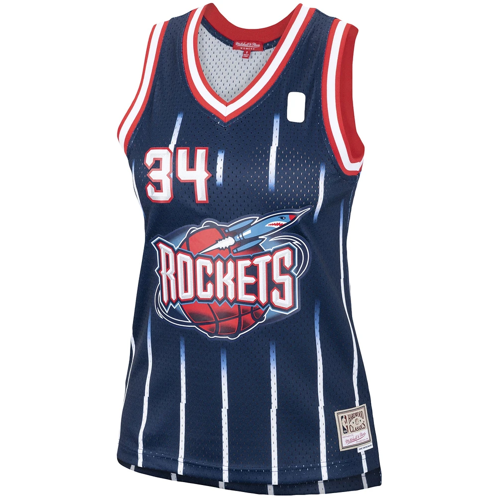 Women's Mitchell & Ness Hakeem Olajuwon Navy Houston Rockets  Hardwood Classics Swingman Jersey