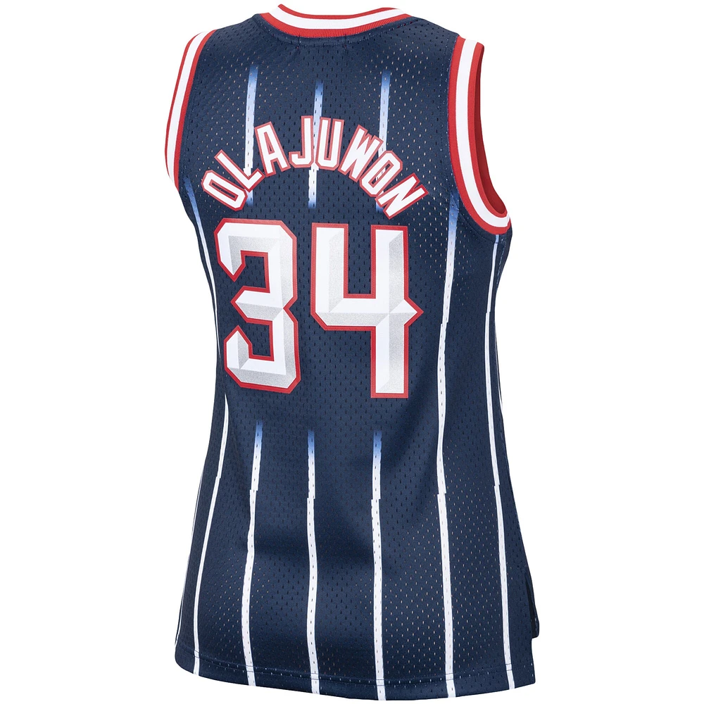 Women's Mitchell & Ness Hakeem Olajuwon Navy Houston Rockets  Hardwood Classics Swingman Jersey