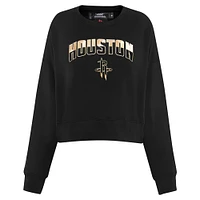 Women's Pro Standard  Black Houston Rockets Glam Cropped Pullover Sweatshirt