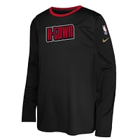 Youth Nike  Black Houston Rockets 2024/25 City Edition Pregame Performance Long Sleeve Shooting T-Shirt