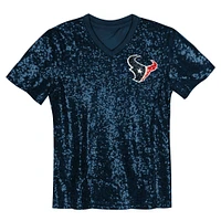 Girls Youth C.J. Stroud Navy Houston Texans Sequin V-Neck Fashion Jersey