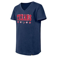 T-shirt à col en V sequins bleu marine Houston Texans New Era pour filles