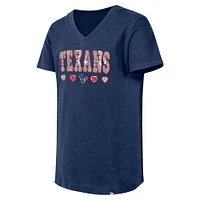 T-shirt à col en V sequins bleu marine Houston Texans New Era pour filles