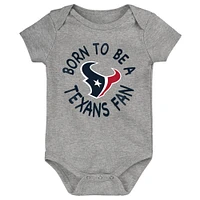 Infant Navy/Red/Gray Houston Texans Born to Be 3-Pack Bodysuit Set