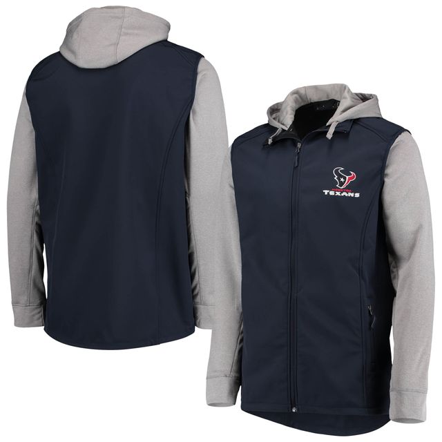 Veste à capuche zippée intégrale bleu marine/gris Houston Texans Dunbrooke pour hommes Tailles Big & Tall Alpha