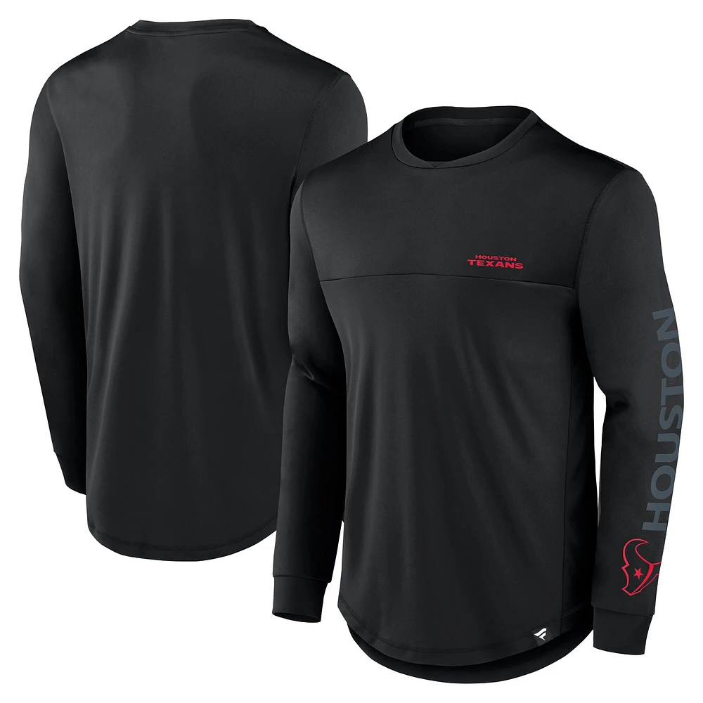 T-shirt à manches longues Fanatics Blackout pour homme des Houston Texans