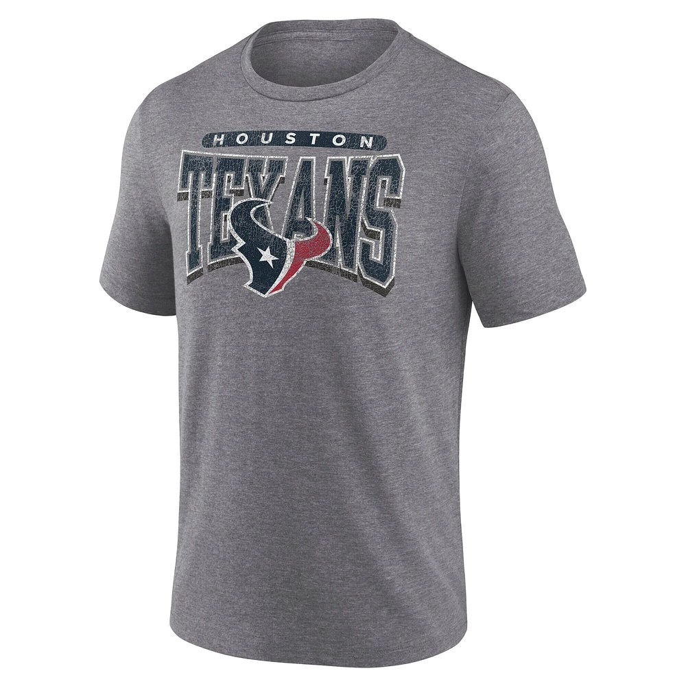 Men's Fanatics Heather Gray Houston Texans Warped Block Tri-Blend T-Shirt