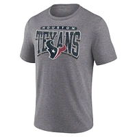 Men's Fanatics Heather Gray Houston Texans Warped Block Tri-Blend T-Shirt
