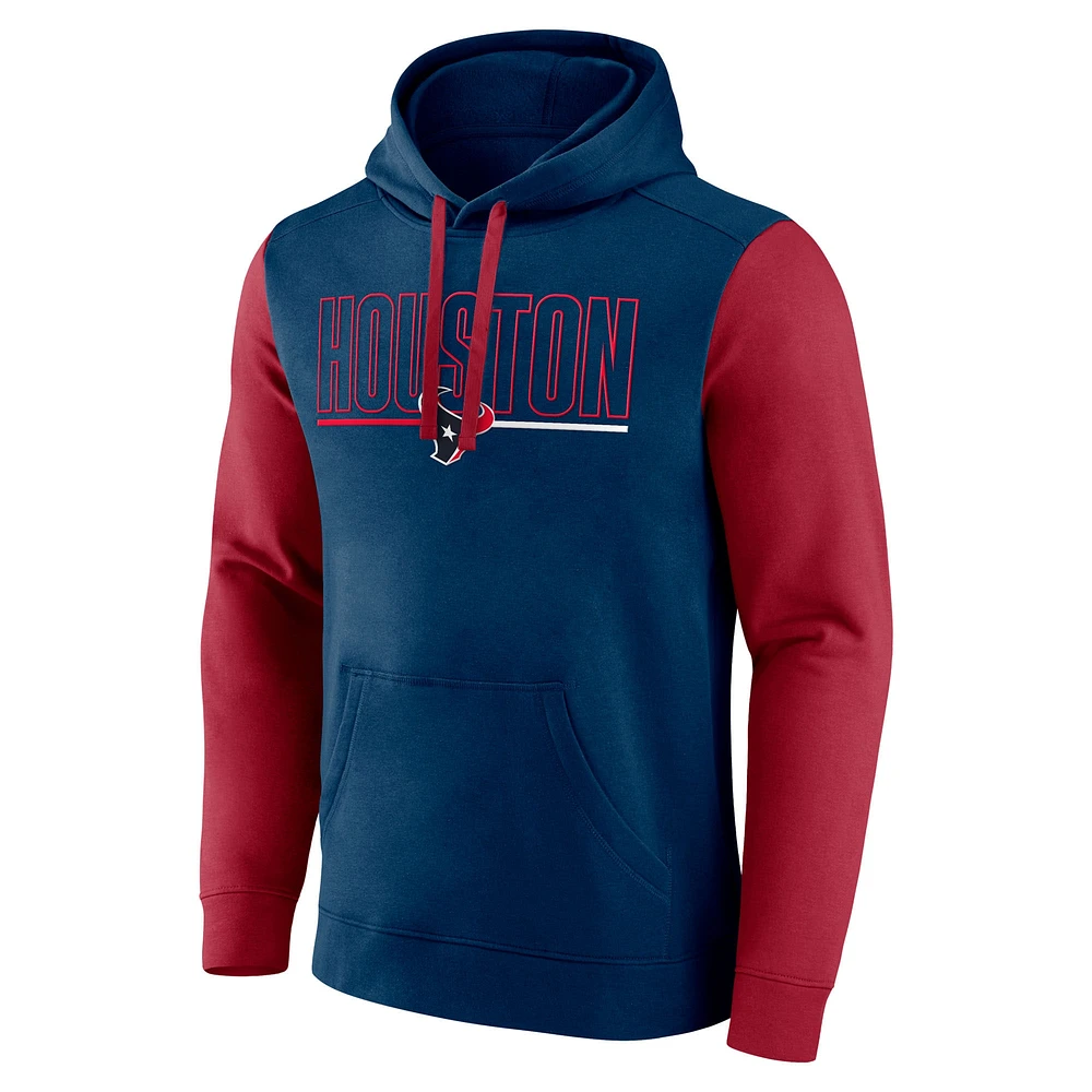 Men's Fanatics Navy/Red Houston Texans Outline Pullover Hoodie