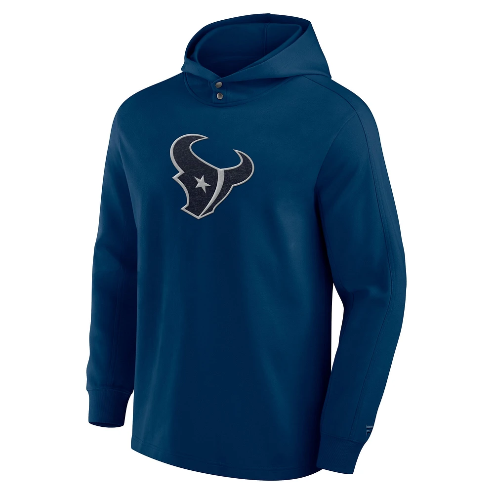 Men's Fanatics Navy Houston Texans Elements Blaze Tri-Blend Long Sleeve Hoodie T-Shirt