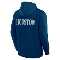 Men's Fanatics Navy Houston Texans Elements Blaze Tri-Blend Long Sleeve Hoodie T-Shirt