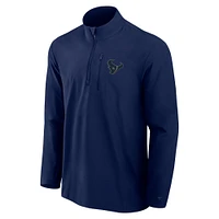 Men's Fanatics Navy Houston Texans Front Office Micro Tonal Quarter-Zip Pullover