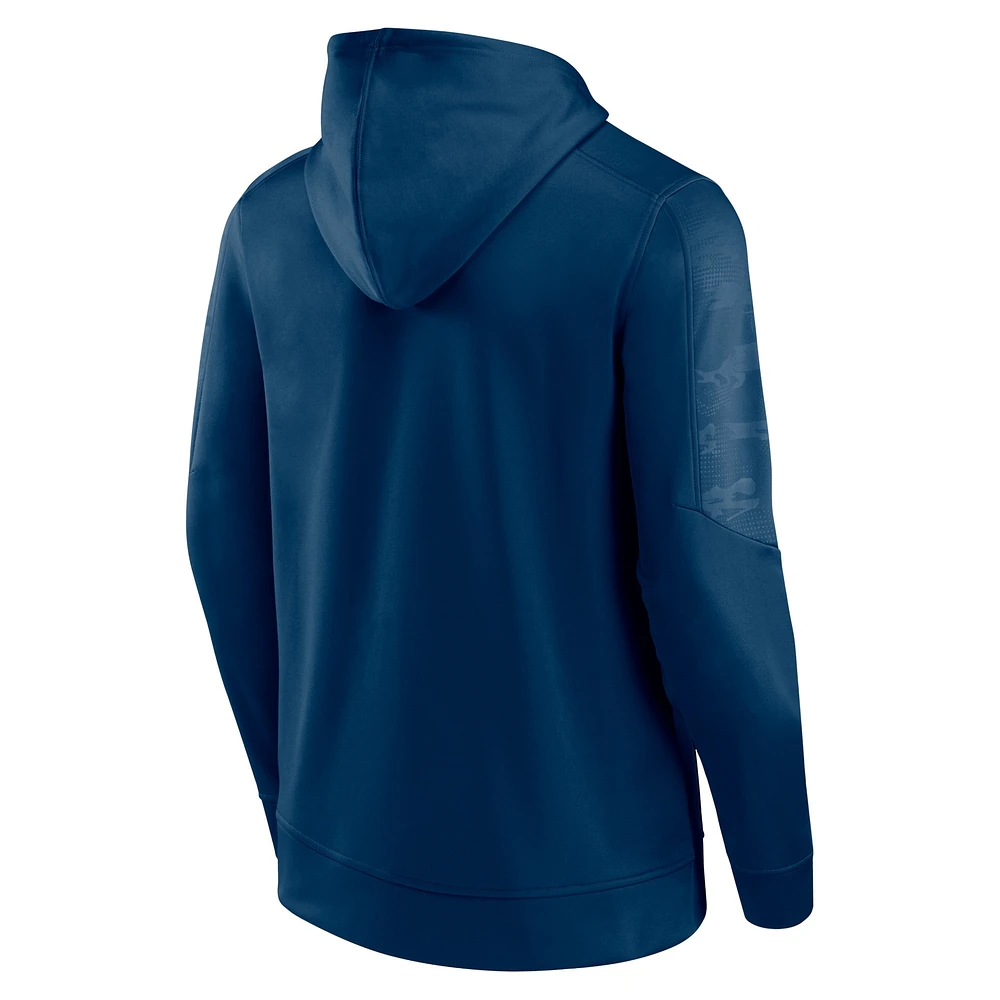 Men's Fanatics Navy Houston Texans On The Ball Pullover Hoodie