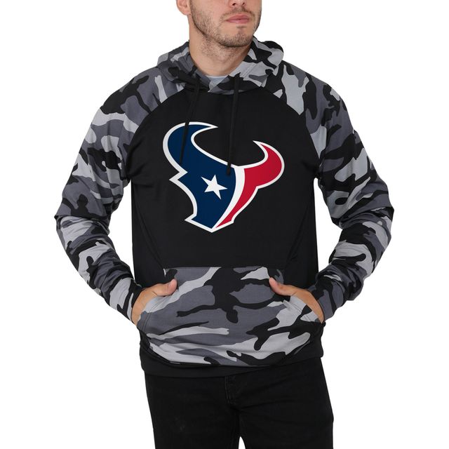 FOCO Houston Texans Raglan noir/camouflage pour homme - Chandail à capuchon