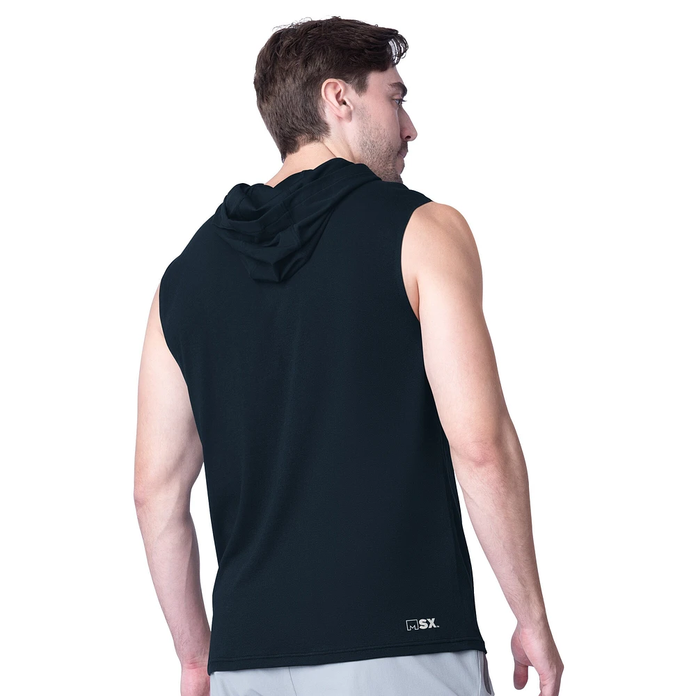 Men's MSX by Michael Strahan Navy Houston Texans Action Sleeveless Pullover Hoodie