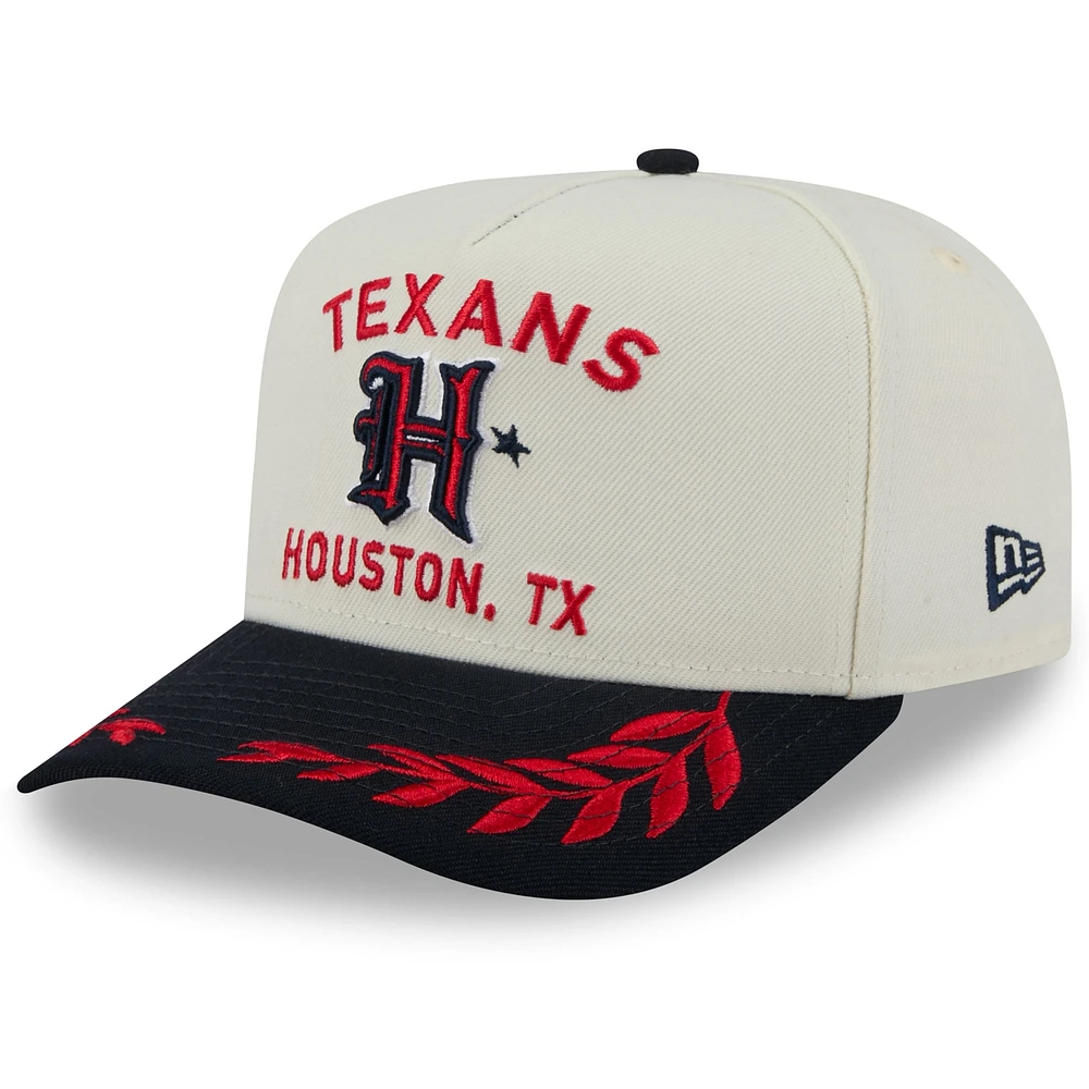 Men's New Era Cream/Navy Houston Texans 2025 NFL Draft A-Frame 9FIFTY Snapback Hat