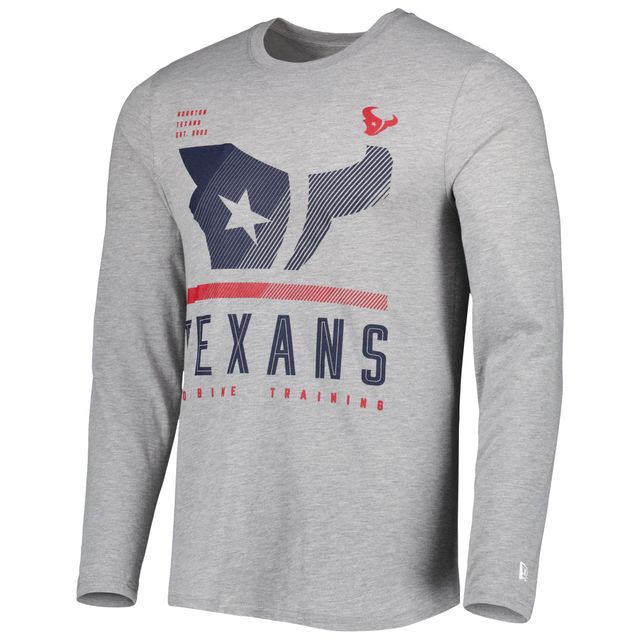 T-shirt à manches longues pour homme Houston Texans Combine Authentic Red Zone New Era gris chiné