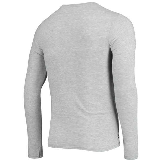 T-shirt à manches longues New Era gris chiné pour homme Houston Texans Combine Authentic Stated