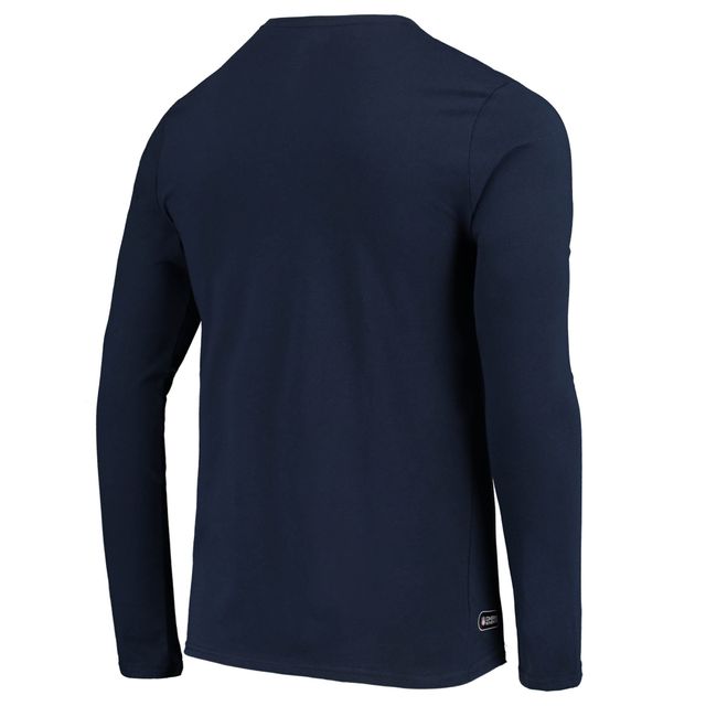 T-shirt à manches longues New Era bleu marine pour homme Houston Texans Combine Authentic Split Line
