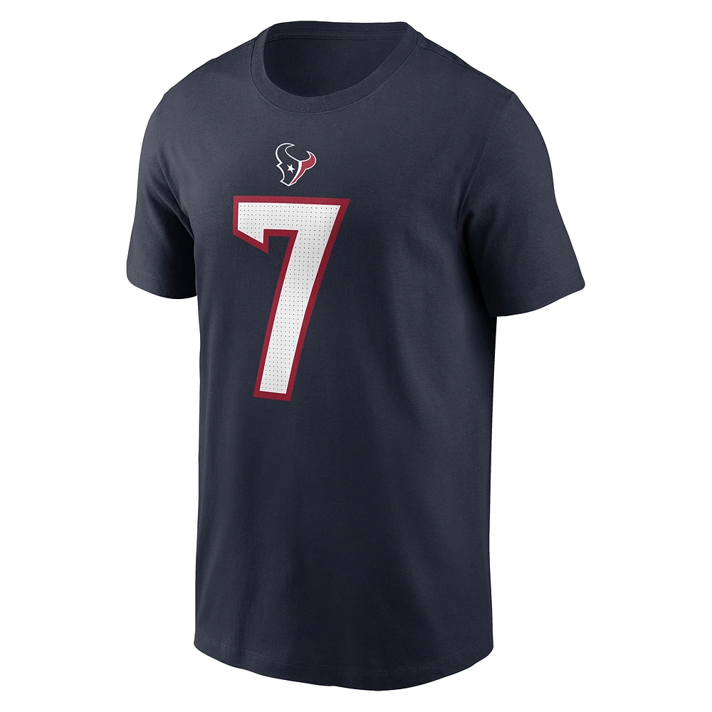 Men's Nike C.J. Stroud Navy Houston Texans  Player Name & Number T-Shirt