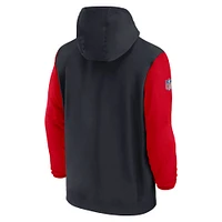 Men's Nike Navy/Red Houston Texans 2024/25 Sideline Pre-Game Player 1/2-Zip Hoodie Jacket