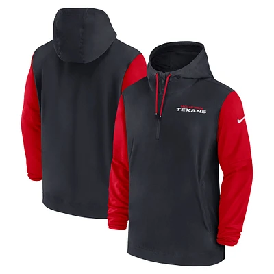 Veste à capuche Nike pour homme, bleu marine/rouge, Houston Texans 2024/25, pré-match, demi-zip