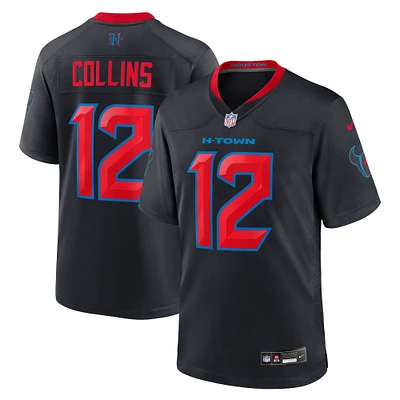 Maillot Nike Nico Collins bleu marine pour homme, deuxième match alternatif des Houston Texans