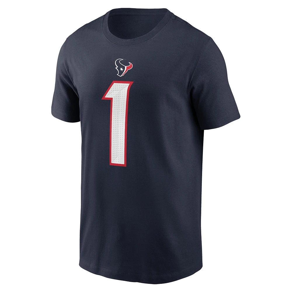 T-shirt Nike Stefon Diggs pour hommes, bleu marine, nom et numéro du joueur des Houston Texans