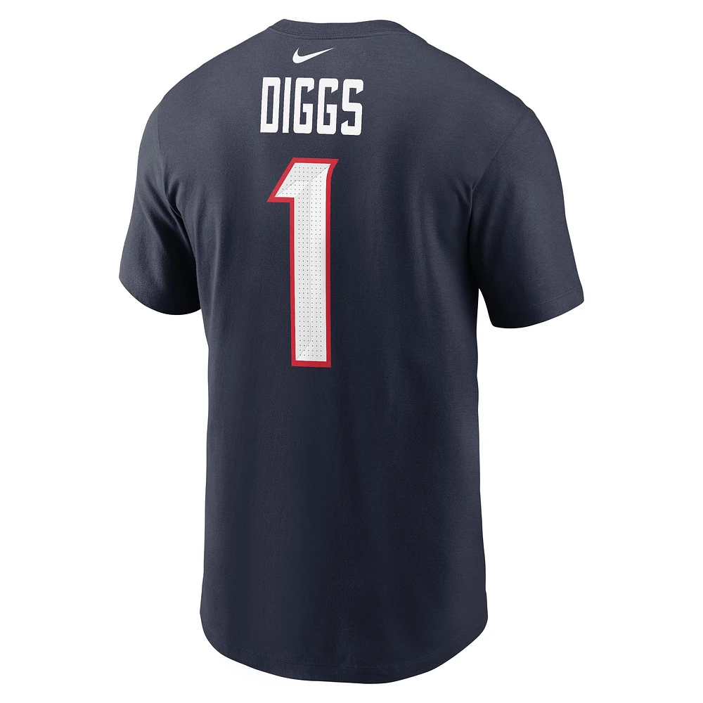 T-shirt Nike Stefon Diggs pour hommes, bleu marine, nom et numéro du joueur des Houston Texans