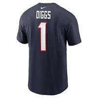 T-shirt Nike Stefon Diggs pour hommes, bleu marine, nom et numéro du joueur des Houston Texans
