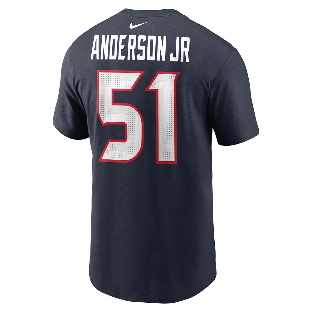 Men's Nike Will Anderson Jr. Navy Houston Texans Player Name & Number T-Shirt