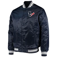 Men's Starter Navy Houston Texans Locker Room Satin Varsity Full-Snap Jacket