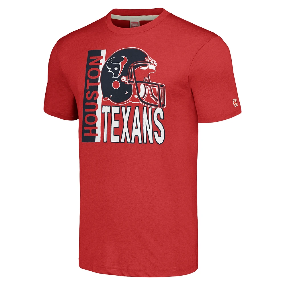 Unisex Homage  Red Houston Texans Helmet Stripe Tri-Blend T-Shirt