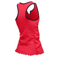 Women's New Era  Red Houston Texans Lettuce Hem Notch Neck Tri-Blend Tank Top