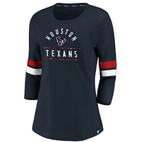 Women's Fanatics Navy/Red Houston Texans Iconic Stripe 3/4 Sleeve T-Shirt