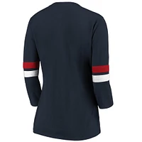 Women's Fanatics Navy/Red Houston Texans Iconic Stripe 3/4 Sleeve T-Shirt