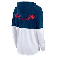 Women's Fanatics Navy/White Houston Texans Backup Option Long Sleeve Hoodie T-Shirt