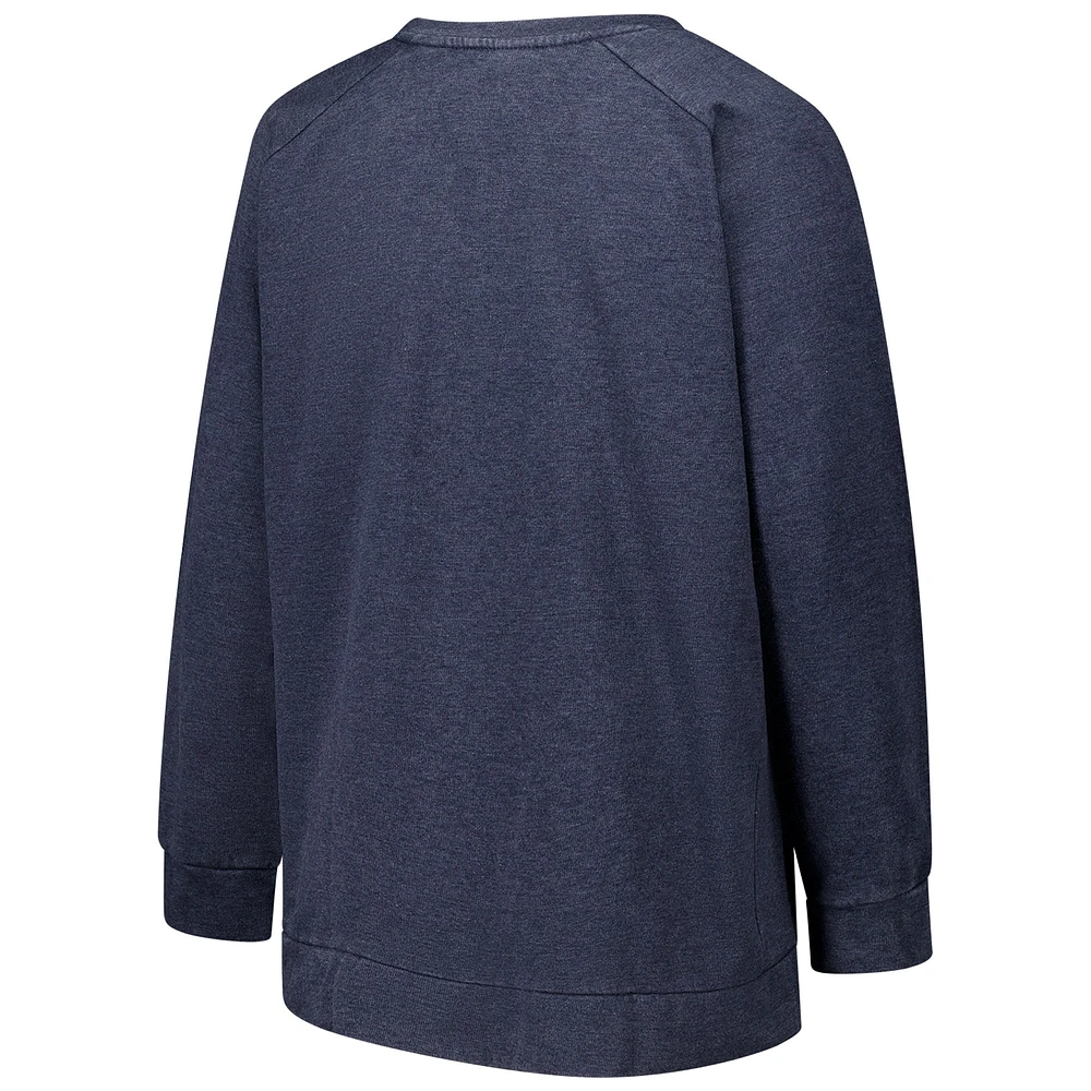 Women's Fanatics  Navy Houston Texans Acid Wash Raglan Pullover Sweatshirt